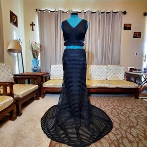 NWT Odrella Black Two Piece Evening Gown
